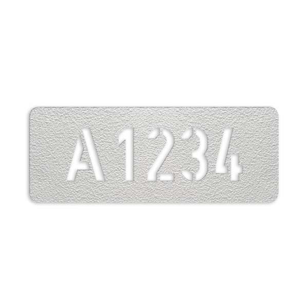 Weiße 3M Stamark Zahlenmarkierung „A1234“ zur langlebigen Stellplatzkennzeichnung