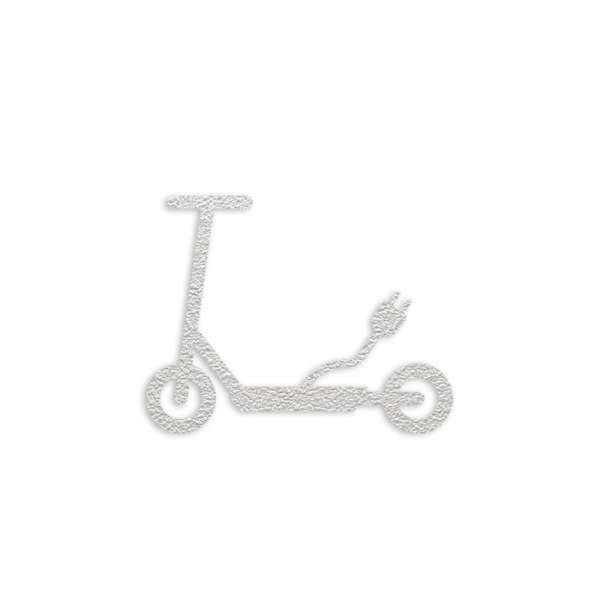 Weißes Bodenpiktogramm E-Scooter mit Stecker