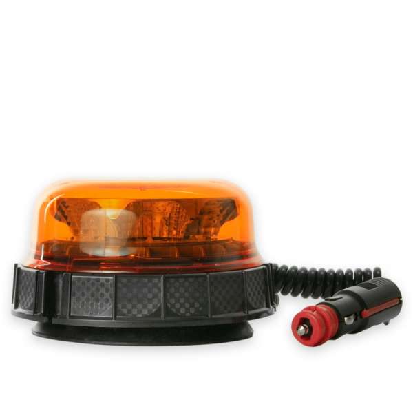 Kompakte LED-Rundumleuchte 12-24 V, orange Haube, Magnetfuß, Spiralstecker