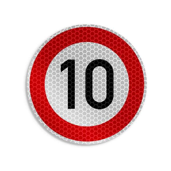 Runder Aufkleber Tempo 10 km/h, reflektierende RA2/C Folie